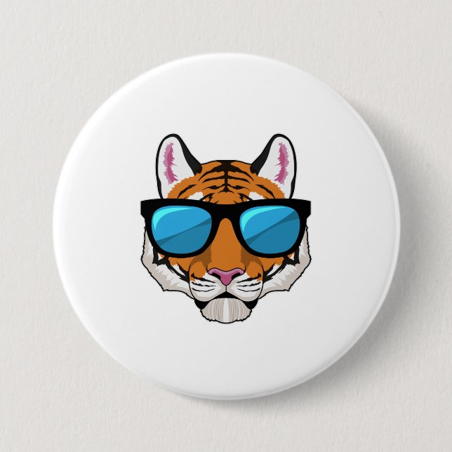 Tiger with Sunglasses Button (Front)