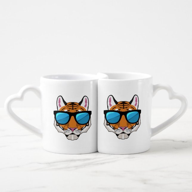 Tiger with Sunglasses Coffee Mug Set (Front Nesting)