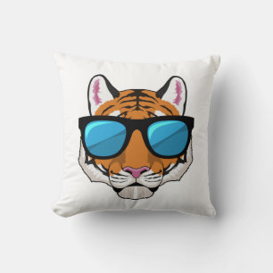 Tiger with Sunglasses Throw Pillow
