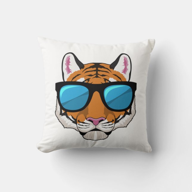 Tiger with Sunglasses Throw Pillow (Front)