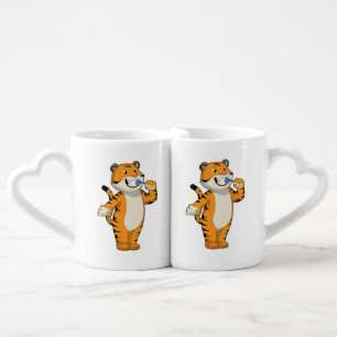 Tiger with Toothbrush Coffee Mug Set