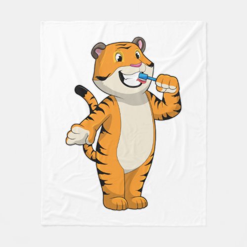 Tiger with Toothbrush Fleece Blanket