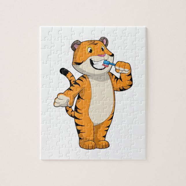 Tiger with Toothbrush Jigsaw Puzzle (Vertical)