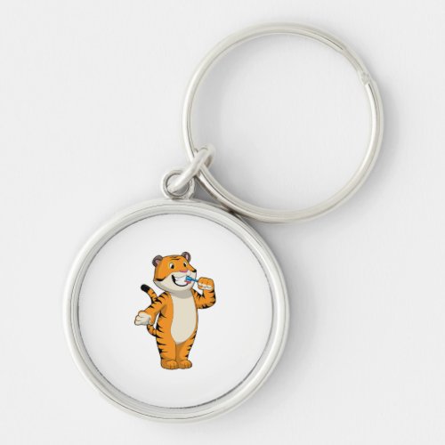 Tiger with Toothbrush Keychain