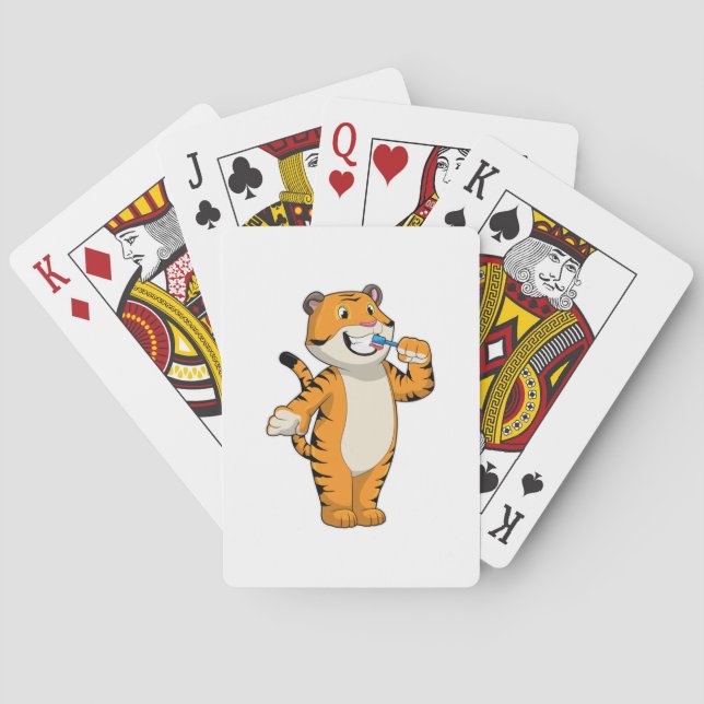 Tiger with Toothbrush Poker Cards (Back)