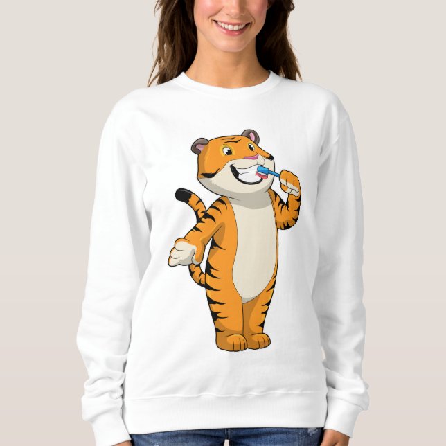 Tiger with Toothbrush Sweatshirt (Front)