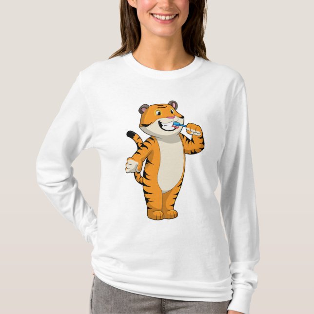 Tiger with Toothbrush T-Shirt (Front)