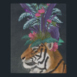 Tiger with Tropical Headpiece Faux Canvas Print<br><div class="desc">Hot House Tiger 2 by Fab Funky.  A tiger rests with tropical flowers and greenery atop its head like a headpiece.| 192437GG</div>