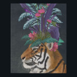 Tiger with Tropical Headpiece Faux Canvas Print<br><div class="desc">Hot House Tiger 2 by Fab Funky. A tiger rests with tropical flowers and greenery atop its head like a headpiece.| 192437GG</div>