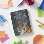Tiger with Tropical Headpiece iPad Pro Cover<br><div class="desc">Hot House Tiger 2 by Fab Funky.  A tiger rests with tropical flowers and greenery atop its head like a headpiece.| 192437GG</div>