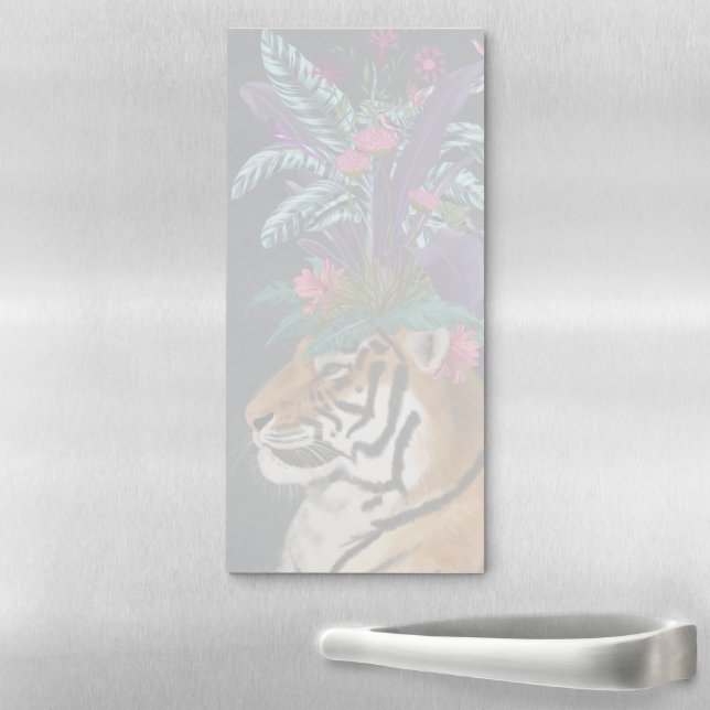 Tiger with Tropical Headpiece Magnetic Notepad (In Situ)