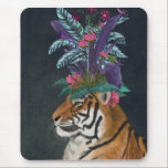 Tiger with Tropical Headpiece Mouse Pad<br><div class="desc">Hot House Tiger 2 by Fab Funky.  A tiger rests with tropical flowers and greenery atop its head like a headpiece.| 192437GG</div>