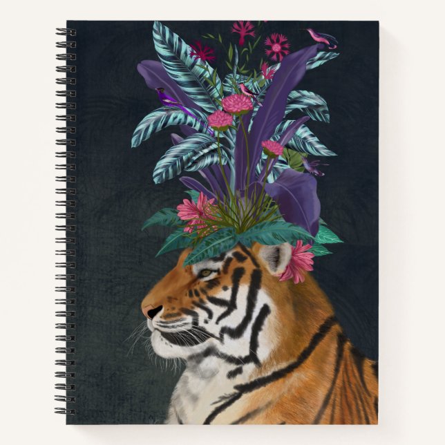 Tiger with Tropical Headpiece Notebook (Front)