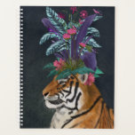 Tiger with Tropical Headpiece Planner<br><div class="desc">Hot House Tiger 2 by Fab Funky.  A tiger rests with tropical flowers and greenery atop its head like a headpiece.| 192437GG</div>