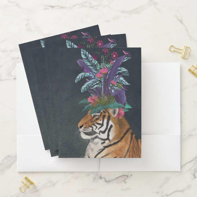 Tiger with Tropical Headpiece Pocket Folder (In Situ)