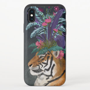 Tiger with Tropical Headpiece iPhone X Slider Case
