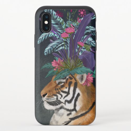Tiger with Tropical Headpiece iPhone X Slider Case