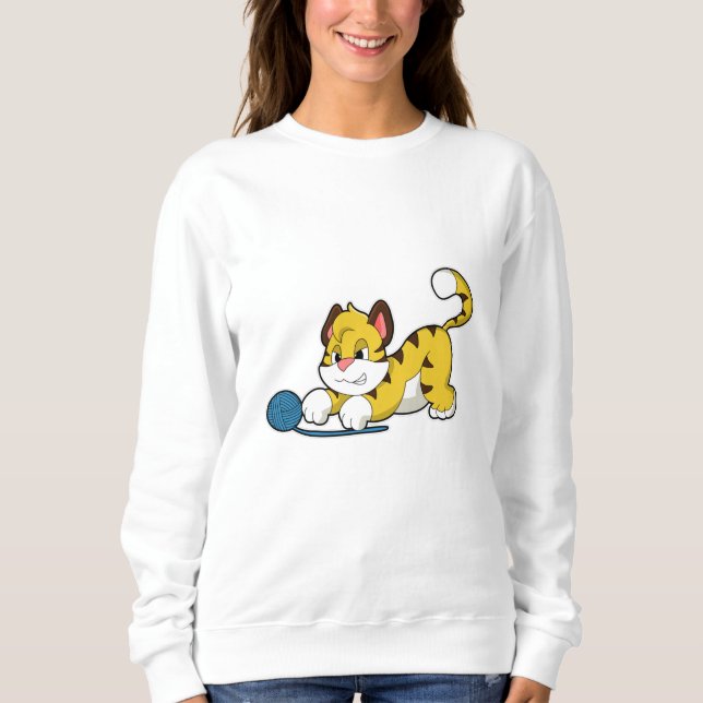 Tiger with Woll yarn ball Sweatshirt (Front)