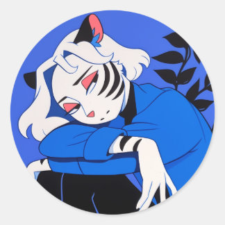 Tiger Woman Classic Round Sticker