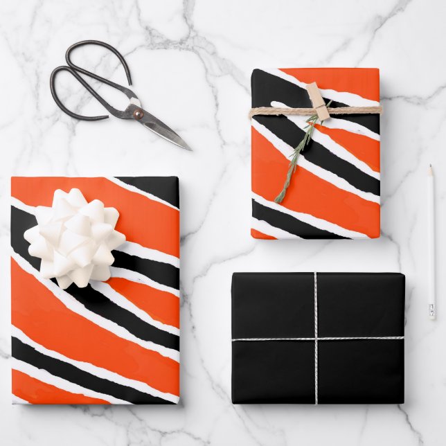 Tiger Wrapping Paper- Orange/Black Wrapping Paper Sheets (Front)