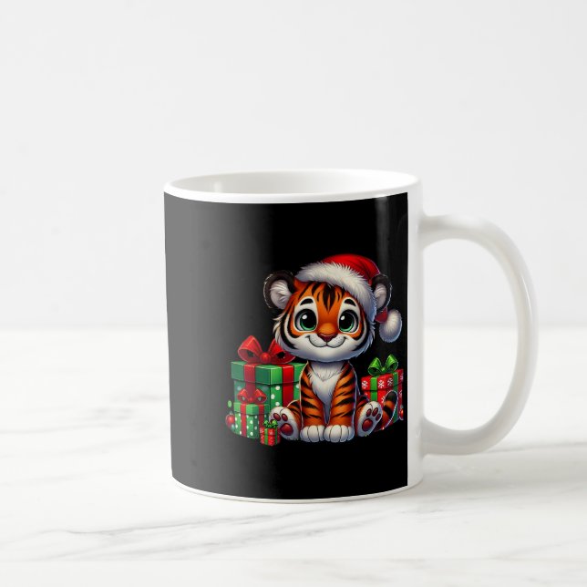 Tiger Xmas Lighting Santa Hat Tiger Christmas  Coffee Mug (Right)