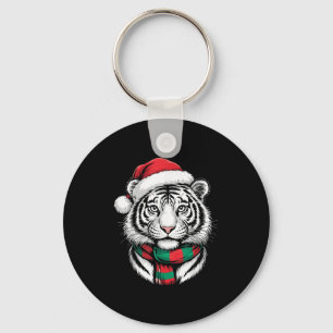 Tiger Xmas Santa Hat F Christmas Costume Keychain