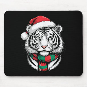 Tiger Xmas Santa Hat F Christmas Costume  Mouse Pad