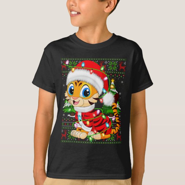 Tiger Xmas Sweater Style Ugly Santa Tiger Christma (Front)