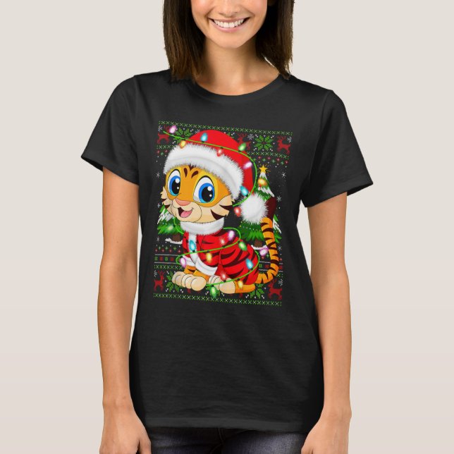 Tiger Xmas Sweater Style Ugly Santa Tiger Christma (Front)