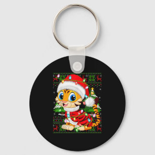 Tiger Xmas Sweater Style Ugly Santa Tiger Christma Keychain