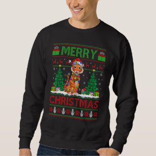 Tiger Xmas Tree Lights Ugly Santa Tiger Christma Sweatshirt