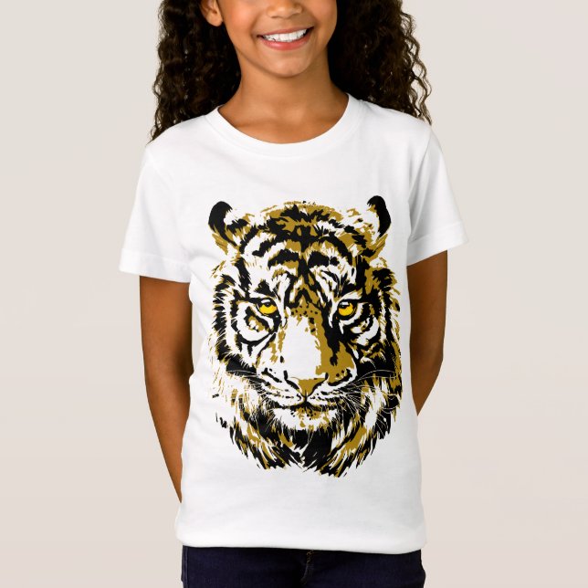 Tiger Yellow - Colorful Tiger Face T-Shirt (Front)