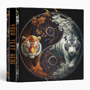 Tiger Yin Yang Orange and White 3 Ring Binder
