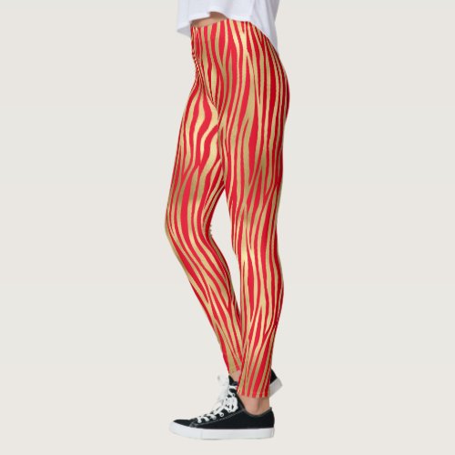 Tiger Zebra Gold Stripes Custom Leggings