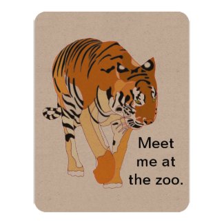 Tiger Zoo Birthday Party Invitations