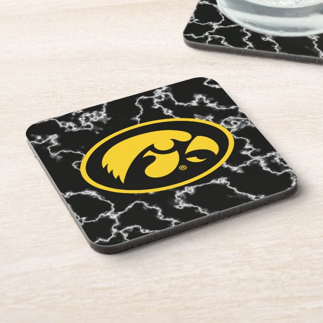 Tigerhawk Logo  Black Marble Beverage Coaster (Left Side)