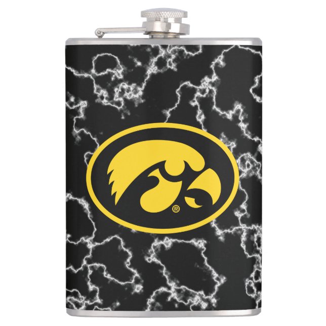 Tigerhawk Logo  Black Marble Flask (Front)