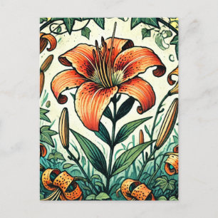 Tigerlily Illustration Tiger lilies summer lily Postcard