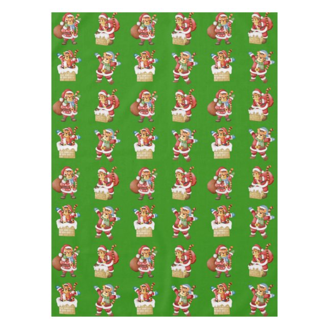 Tigers as Santa Christmas repeating pattern design Tablecloth (Front)