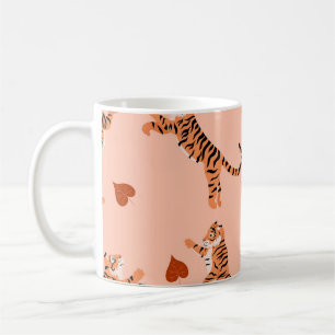 Tigers Autumn Leaves: Vintage Jumping Pattern Coffee Mug