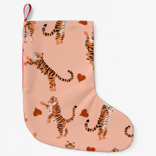 Tigers Autumn Leaves: Vintage Jumping Pattern Small Christmas Stocking