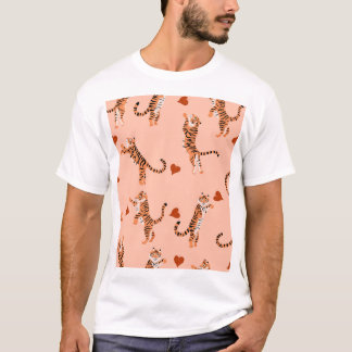 Tigers Autumn Leaves: Vintage Jumping Pattern T-Shirt