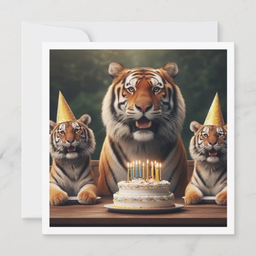 Tigers celebrating tiger picture birthday invitation