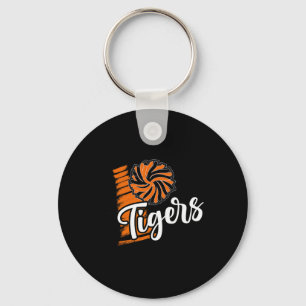 Tigers Cheer Orange Black Cheerleading School Spir Keychain