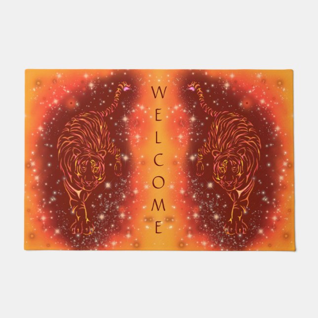 Tigers Doormat Running In Starry Night Welcome (Front)