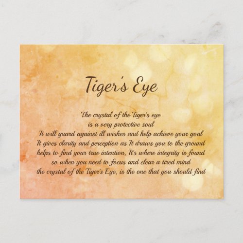 Tigers Eye Crystal Healing design Postcard