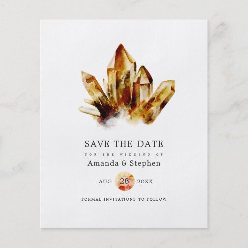 Tigers Eye Crystals Wedding Save The Date Flyer