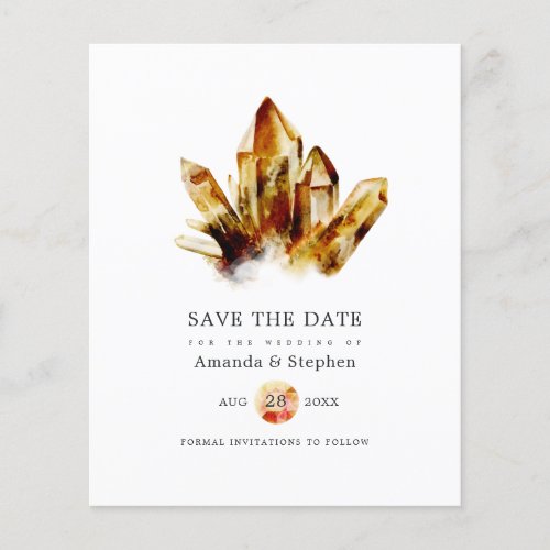 Tigers Eye Crystals Wedding Save The Date Flyer