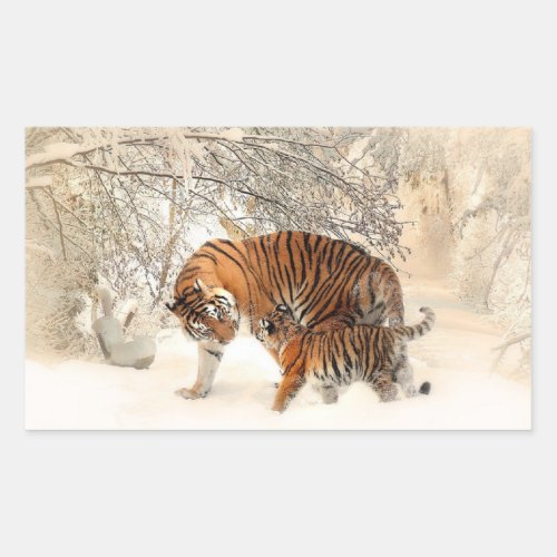 Tigers family rectangular sticker