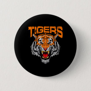 Tigers Football School Sports Distressed Game Day Button